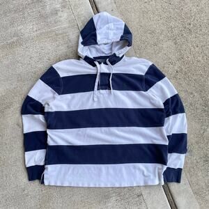 Vintage Polo Ralph Lauren Rugby Striped Hoodie Pull Over